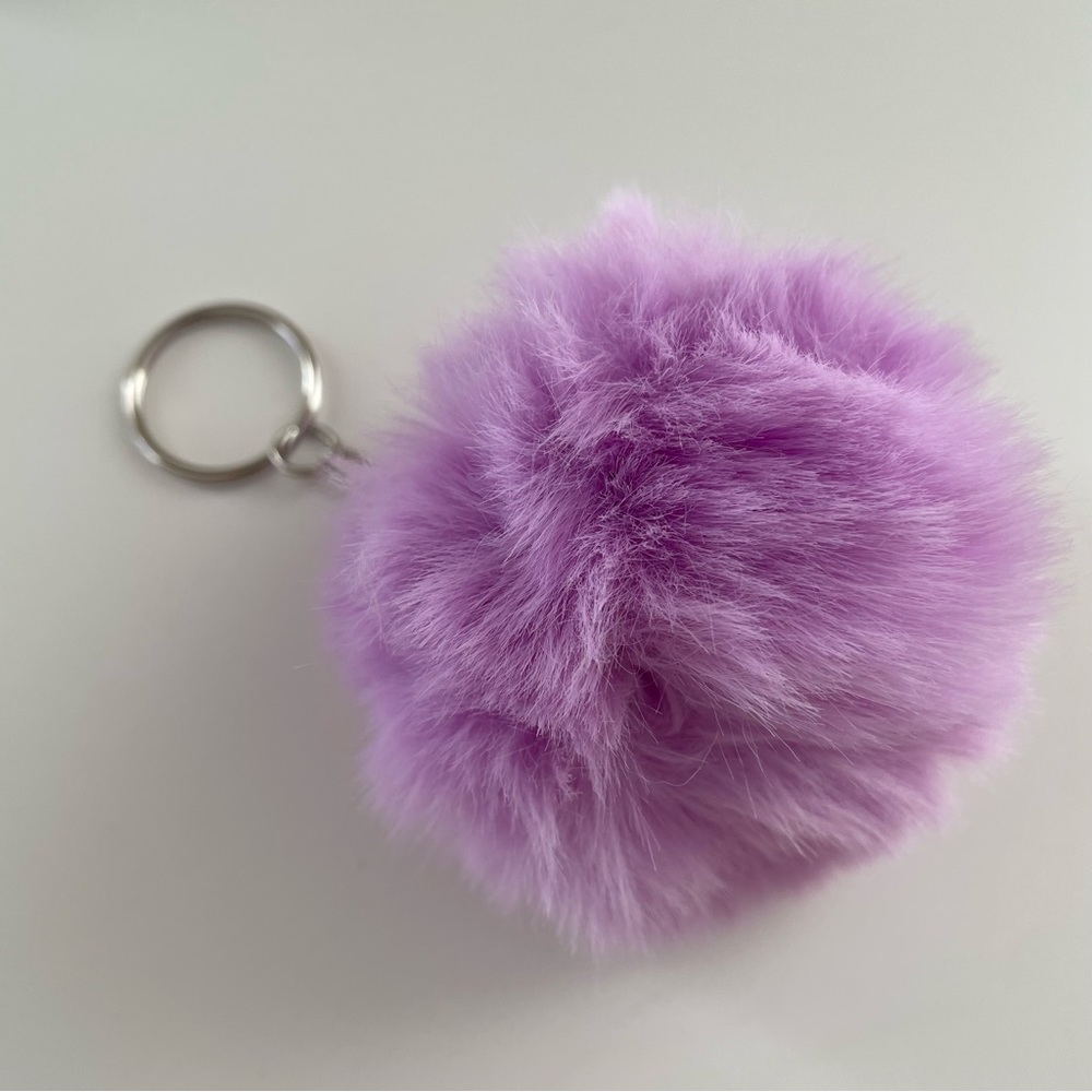 Purple Fuzzy Pom Pom Key Chain
